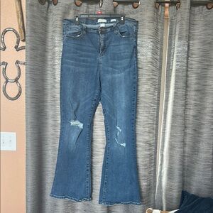 ARULA Blue Flare Wide Leg Jeans with Retro Style